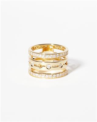 DINH VAN PULSE RING 3 ROWS YELLOW GOLD DIAMONDS 6150EUR