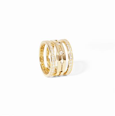 DIN VAN PULSE THREE ROW PAVE RING YELLOW GOLD DIAMONDS 6150EUR