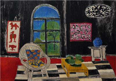 Isabelle de Borchgrave Plissee Living Room 166x112cm