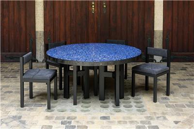 ADO CHALE TABLE IN LAPIS LAZULI MOSAIC ADO CHALE CHAIRS CREDIT GILLES VAN DEN ABEELE