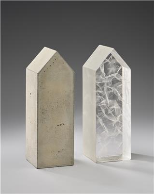 LILA FARGET BEACH HOUSES MOLDED GLASS AND CEMENT 36X12X12CM EACH  2006 CREDIT GILLES CRUYPENYNCK COLL SPAZIO NOBILE GALLERY