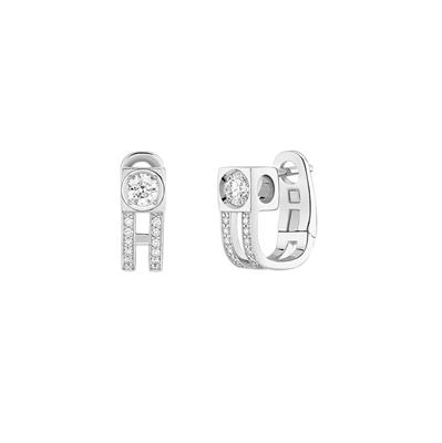 DINH VAN LE CUBE DIAMANTS TWO PAVED ROWS HOOPS WHITE GOLD DIAMONDS 5800€